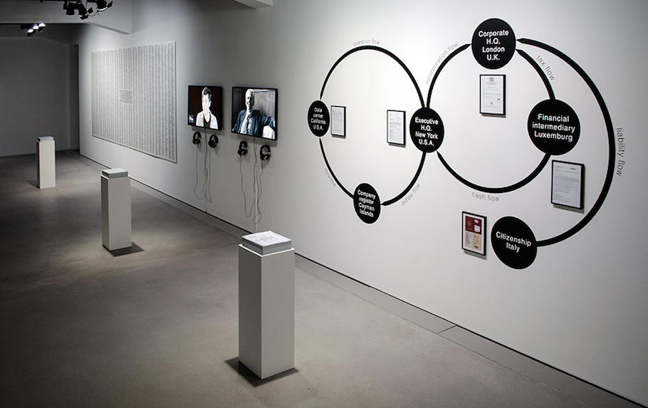 Exhibition of Paolo Cirio’s “Loophole for All” in Basel, 2015. Paolo Cirio.
